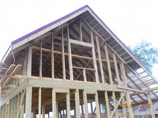 Зашивка щипцовой стены после завершения кровельных работ